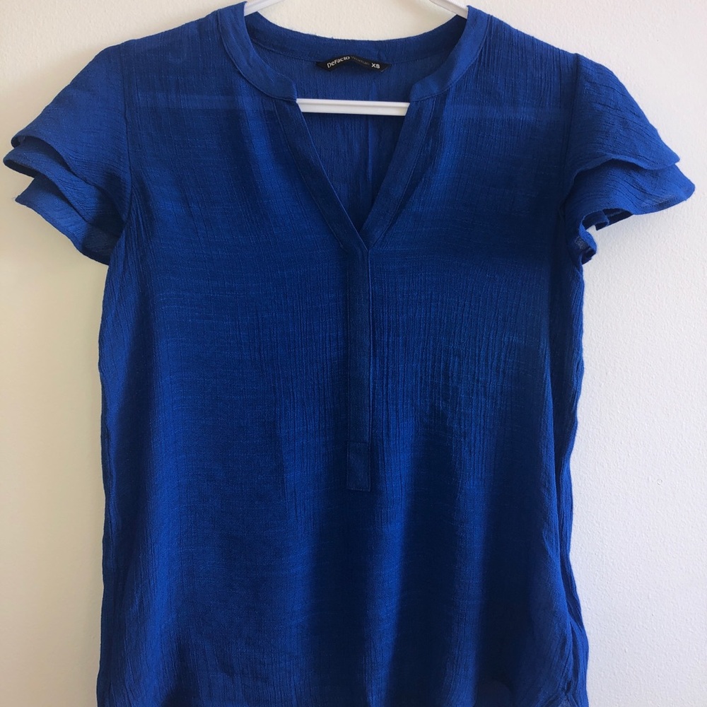 Blue short sleeve blouse